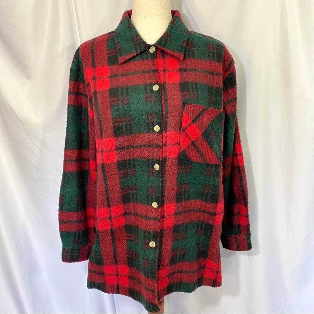 Cindy Bai Red Plaid Flannel Shacket Medium Shirt Jacket